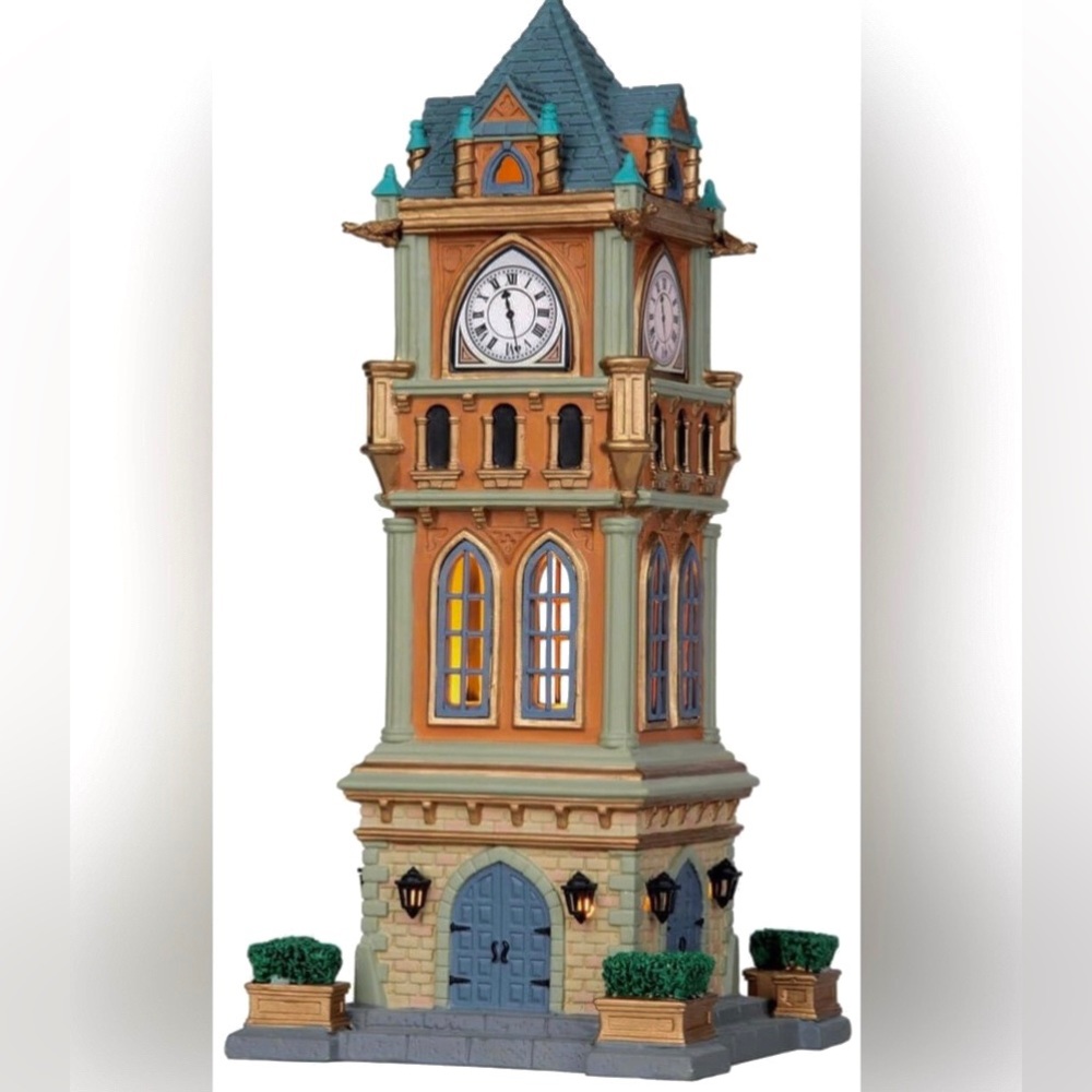 ▫️Lemax Municipal Clock Tower Caddington Village 05007 Lighted Building 2010